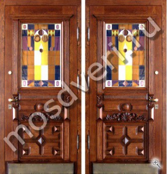 Эксклюзивная входная дверь с витражом - купить от производителя Мосдвери Эксклюзивная входная дверь с витражом